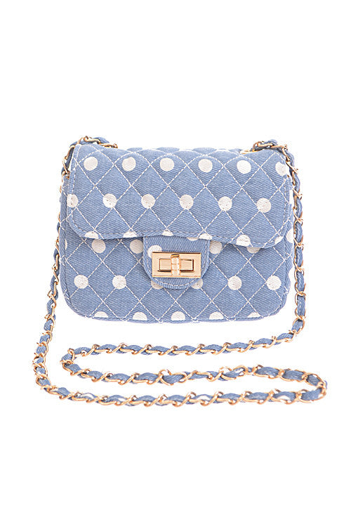 Fashion Polka Dot Quilted Light Blue Clutch