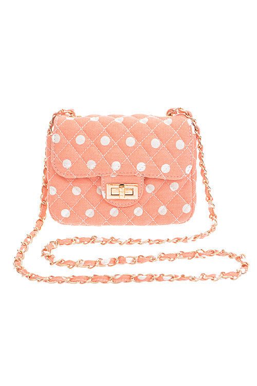Fashion Polka Dot Quilted Pink Clutch