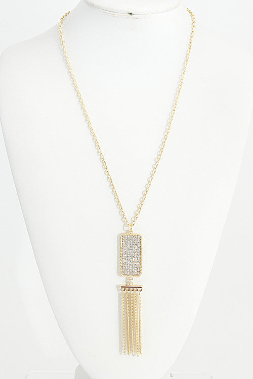 Rectangle Rhinestone Chain Necklace