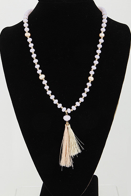 Fashion Gold Ivory Bead Long Necklace
