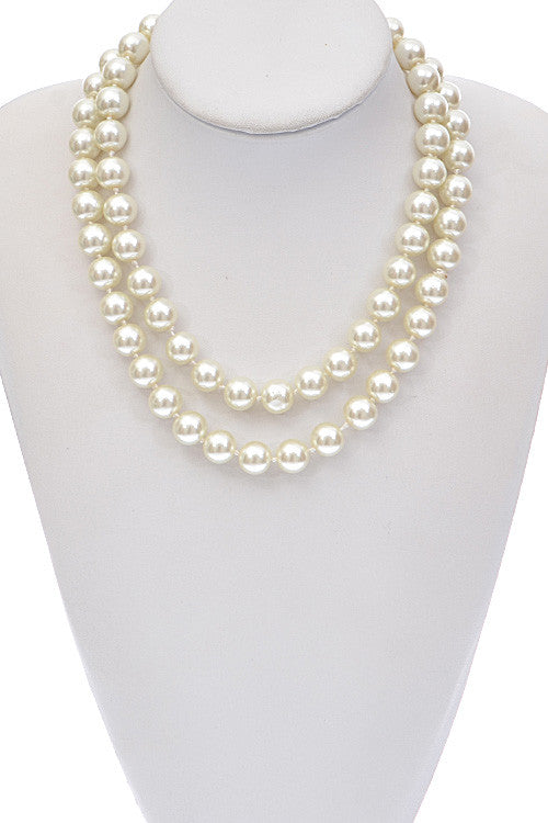 Elegant Double Pearl Beaded Necklace