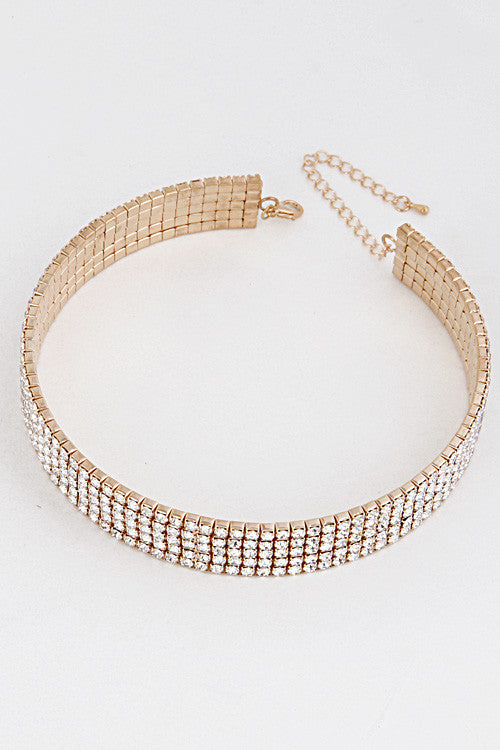 Fashion Gold Rhinestone Open Choker Necklace