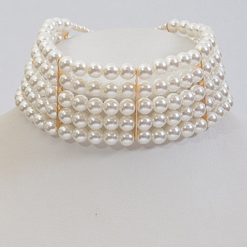 Elegant Pearl Choker Gold Necklace