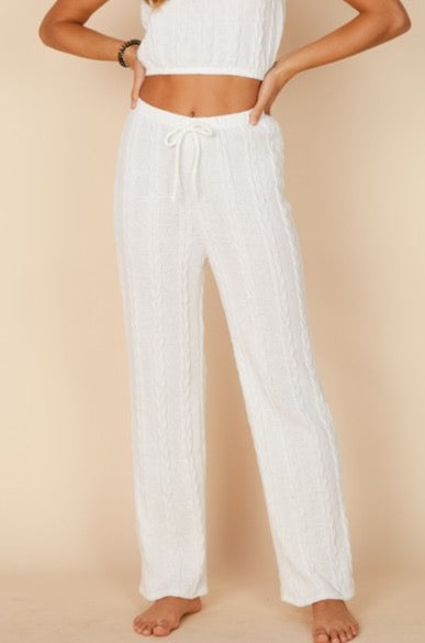 Fashion White Crochet Joggers Pants