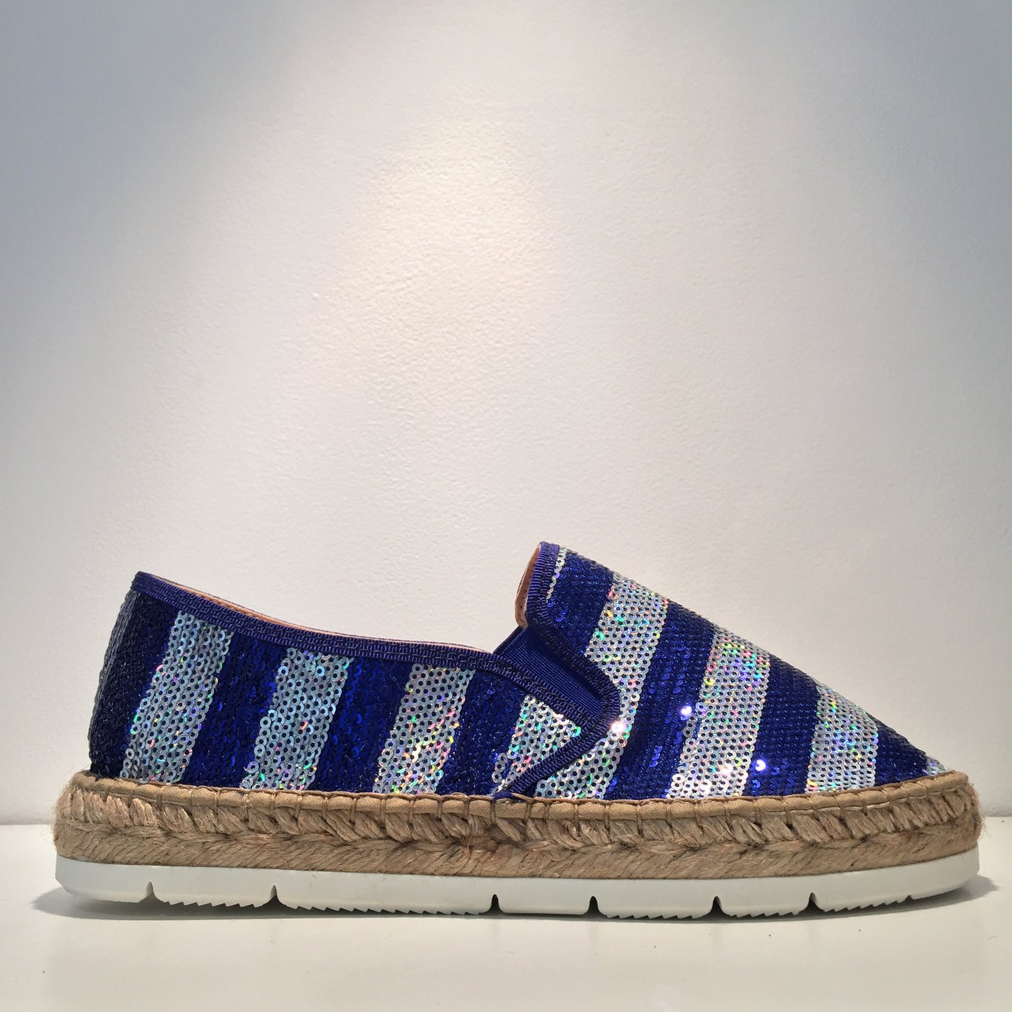 Elegant Sequence Blue Silver Espadrille