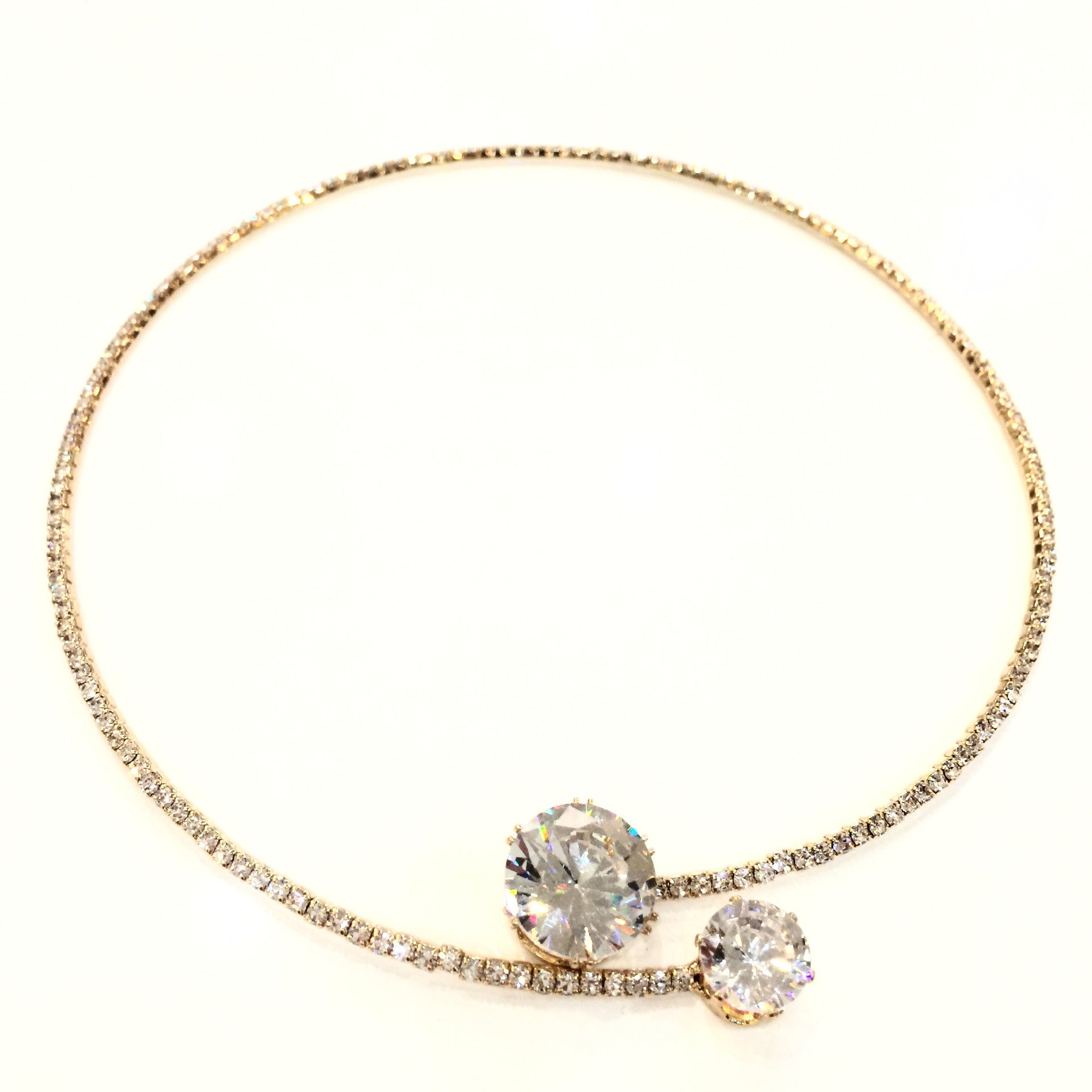 Elegant Crystal Gold Choker Necklace