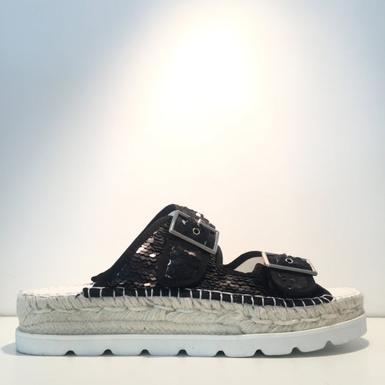 Fashion Black Sequence Open Espadrille Sneaker