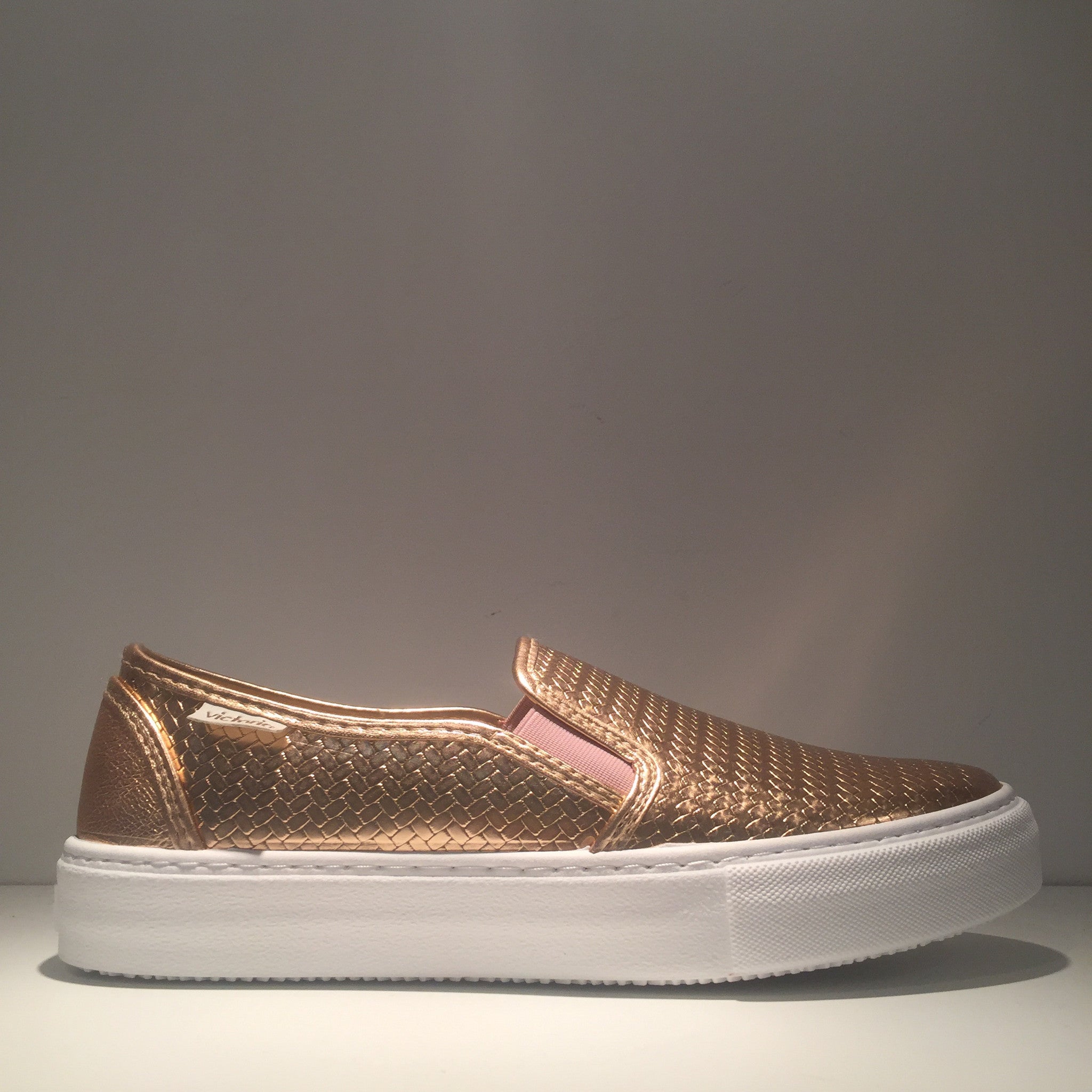 Fashion Rose Gold Metallic Slip On Sneaker