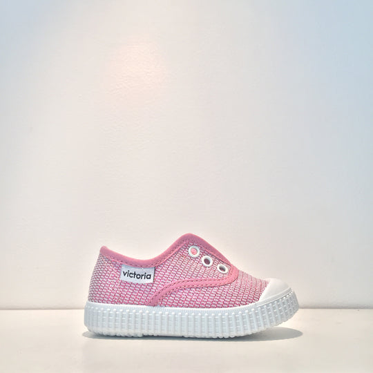 Kid's Fashion Pink Metallic Slip On Adjustable Sneaker