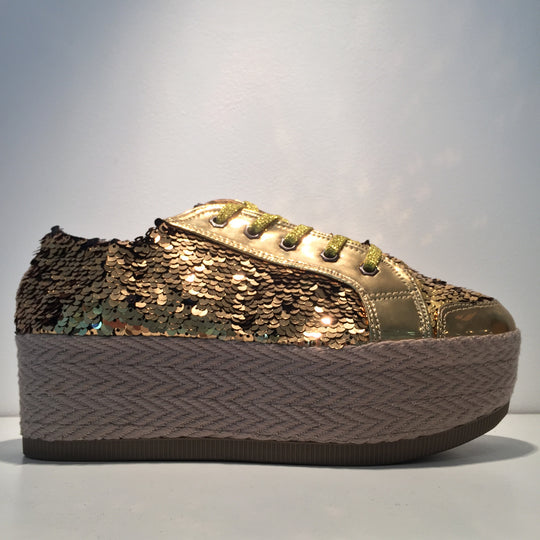 Gold Sequence Fashion Sneaker Platform